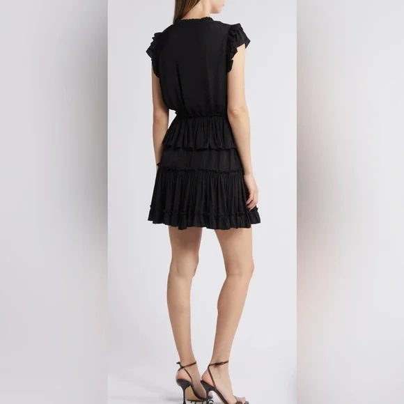Sam Edelman Black Tiered Ruffle Minidress, size Medium. NWT. - Picture 2 of 6